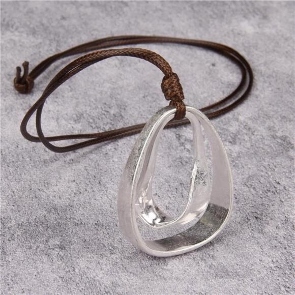Boho Leather Pendant Necklace Vintage Statement Jewelry for Women - Picture 1 of 7